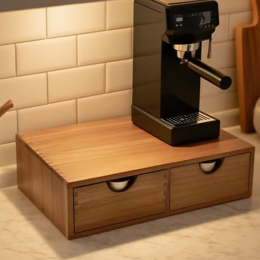 Coffee Equipment Bag - قاعدة ماكينة قهوة من الخشب الصلب
